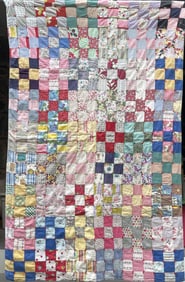 Patch Work Quilt w/Knots, Multicolored w Paisley back