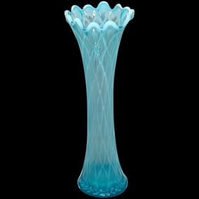Jefferson Opalescent Diamond and Thumbprint Scalloped MCM Stretch Vase