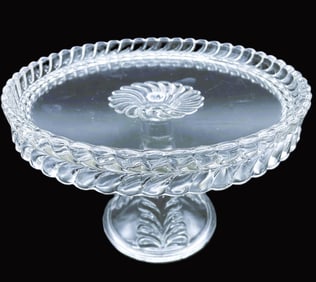 Antique ADAMS PEDESTAL CAKE PLATE PLUME PATTERN