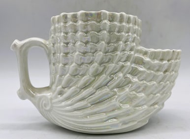 VINTAGE WHITE PORCELAIN SHAVING MUG SCUTTLE SHELL SHAPE