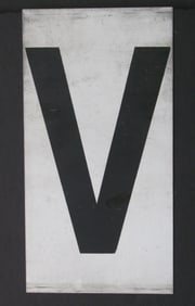 Antique tin movie marque letter “V”