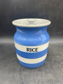 T.G. GREEN VINTAGE CORNISHWARE Rice 5.5" CANISTER & LID