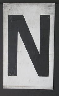 Antique tin movie marque letter “N”: Title: Antique tin movie marque letter &#8220;N&#8221; Date/Period: 1950's Dimension: 8 3/4&#8221; x 5&#8221; Additional Information: Nice antique tin movie marque letter &#8220;N&#8221; in original p
