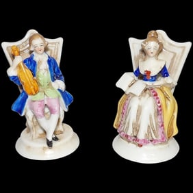Vintage Pair of Maruyama Occupied Japan Porcelain Seated Figurines