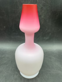 Victorian Pink Cased Peach Blow Satin Glass Double Gourd Shape Vase