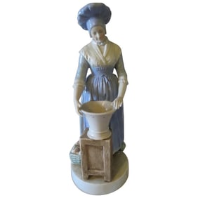 Antique porcelain figurine French Milk Maid with Dutch shoes