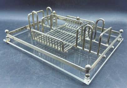 1960s Charles Hollis Jones Multi-Use Tray Organizer Polished Nickel & Lucite MCM