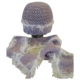 Womens Lavender Hand knit hat and scarf