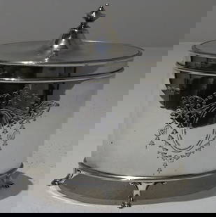 Early 20th Century Antique Sterling Silver Edwardian Tea Caddy Birmingham 1927 Barker Bros Ltd: Title:Early 20th Century Antique Sterling Silver Edwardian Tea Caddy Birmingham 1927 Barker Bros Ltd Description:Description A large stylish 20th century oval tea caddy/biscuit box with hinged lid. Th