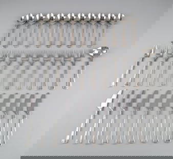 Rare Georg Jensen Koppel cutlery. Dinner service in sterling silver for 10 people.: Title:Rare Georg Jensen Koppel cutlery. Dinner service in sterling silver for 10 people. Description:Rare Georg Jensen Koppel cutlery. Dinner service in sterling silver for 10 people. Consisting of 10
