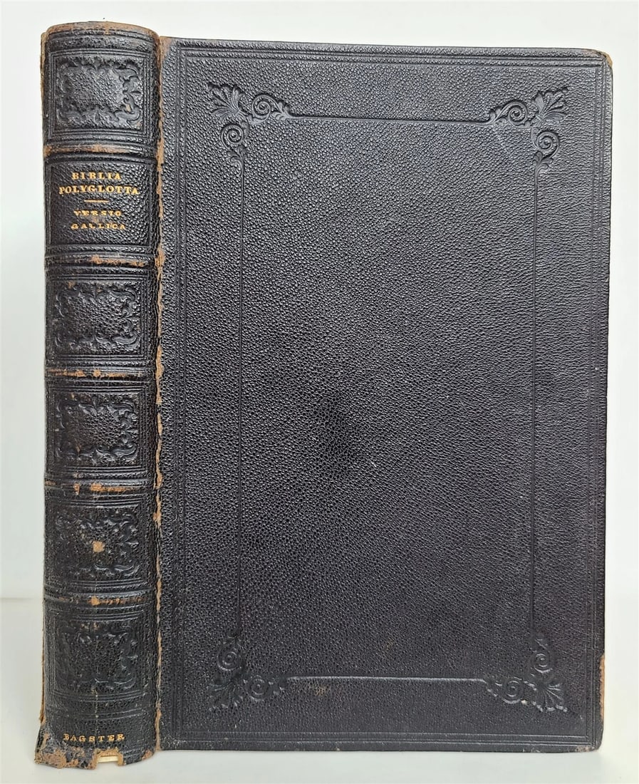 1840 BIBLE in FRENCH antique SIGNED BINDING LA SAINTE BIBLE: [BIBLE in FRENCH] LA SAINTE BIBLE London: Samuel Bagster; n.d. (c.1840) Original embossed leather , all edges are gilt Binding signed by "Bagster's" Original owner's signature and date (1842) at the f