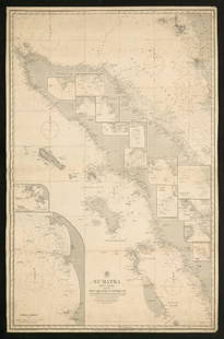 Sumatra West Coast. Achi Head - Tyingkok Bay. Admiralty sea chart 1888 old map: TITLE/CONTENT OF MAP: 'Sumatra West Coast Sheet 1 - From Achi Head to Tyingkok Bay' DATE PRINTED: Surveyed 1858-1883; Published 1860; Revised to 1888  IMAGE SIZE: Approx 65.5 x 100.5cm, 25.75 x 39.75