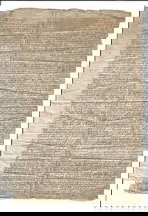 17th C Scottish Manuscript Legal Document: A very detailed legal document from the 17th century Scotland pertaining to a legal agreement regarding property. Measures 12 x 15.5" with small area at lower left corner missing. Very Good. With a sm