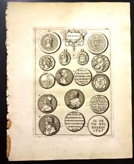 1753 Two Engravings English Medals Commonwealth (1 of 2)