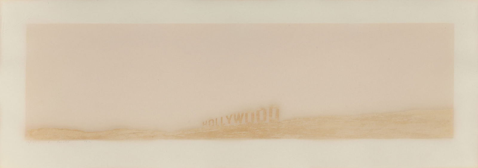 Ed Ruscha "Pepto Caviar Hollywood" Print in Colors: Description: Ed Ruscha 'Pepto Caviar Hollywood' Print in Color measuring at 8x32.5 inches Date: 1970 Material: Fine Art Paper Additional Information: Possible reproduction/printed later. Reserve: $60.