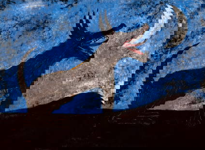 Rufino Tamayo Perro de Lune Print: Description: Rufino Tamayo Perro de Lune Print measuring at 22.25x30 inchesDate: 1973Material: Fine Art PaperAdditional Information: Possible reproduction/printed later. Reserve: $60.00 