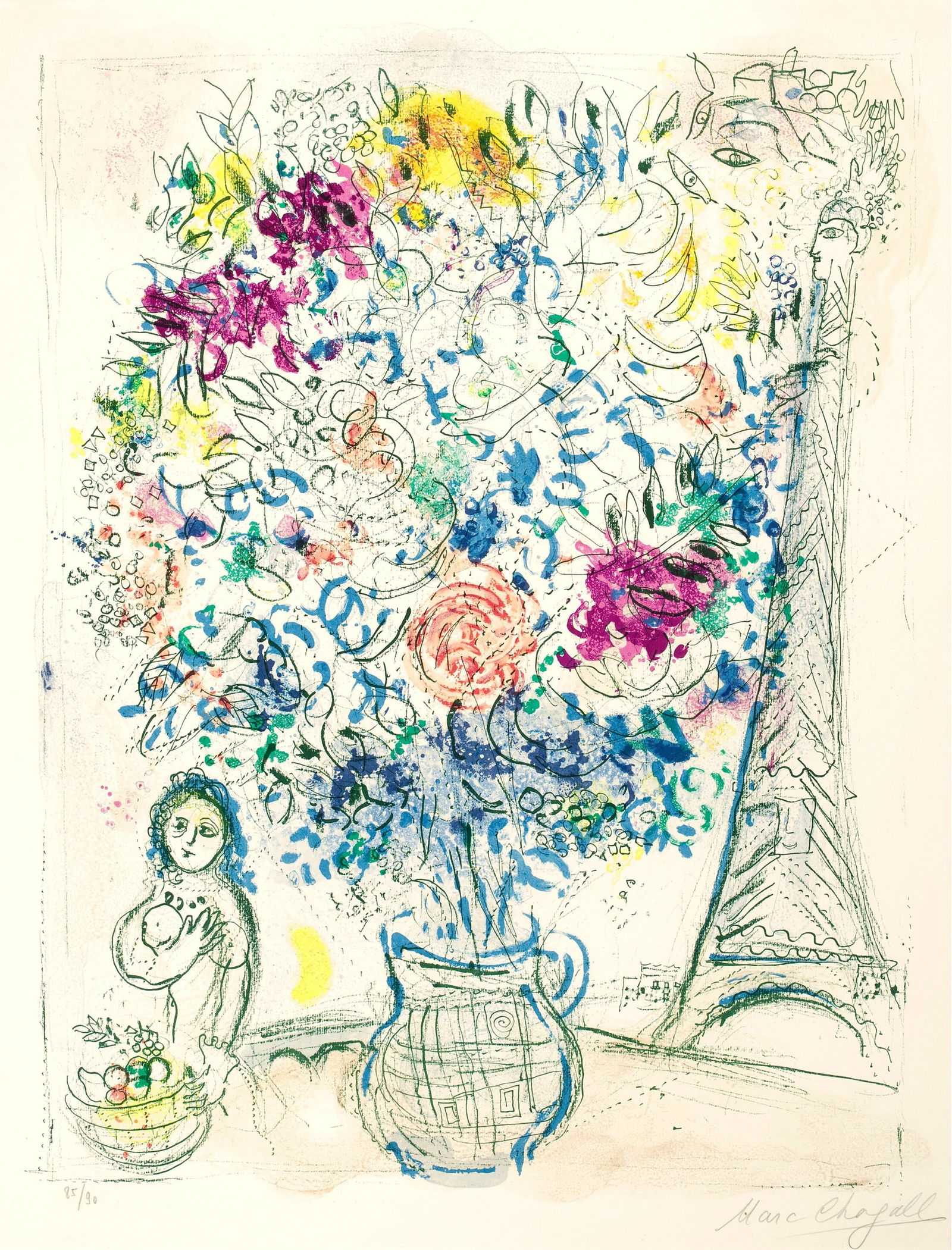 Marc Chagall Bouqet with Eifel Tower print (1 of 1)