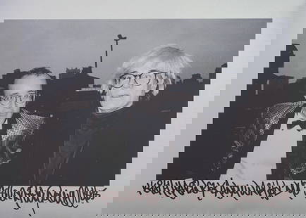 Keith Haring and Andy Warhol Photographic Print: Description: Keith Haring and Andy Warhol Photographic Print measuring at 7.5x12 inchesDate: 1986Material: Fine Art PaperAdditional Information: Possible reproduction/printed later. Reserve: $50.00 
