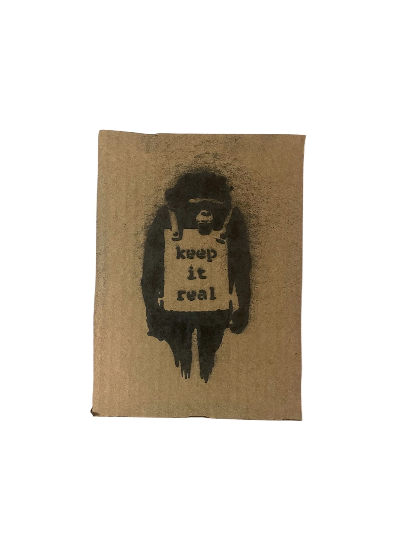 BANKSY 'Keep it Real' Stencil on Cardboard (1 of 2)