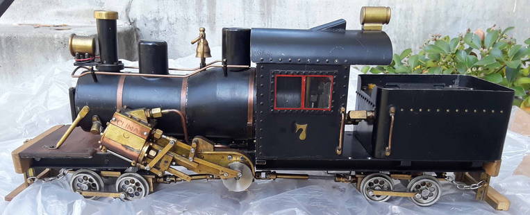 Climax live steam locomotive , Made in Germany , steel and brass construction, butane fired, has: Climax live steam locomotive , Made in Germany , steel and brass construction, butane fired, has operating whistle, with reverse and foreward control, scale 1:22.5, gauge 1, c10. Reserve: $4,799.00 Sh