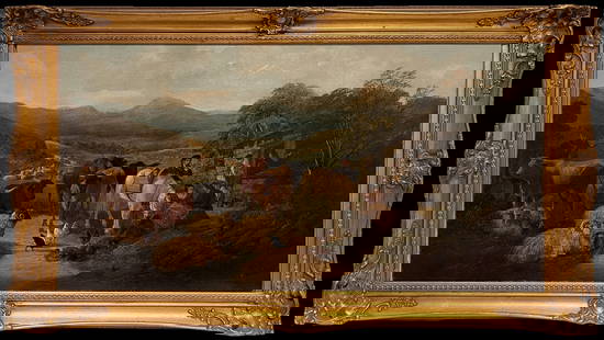 Huge Victorian Scottish Oil Painting Highland Family Cottage & Animals, framed: About the Item The Highland Family British School, 19th century Circle of Robert Watson (British, 1856-1920) oil painting on canvas, framed framed: 25 x 45 inches canvas: 20 x 38.5 inches condition: v