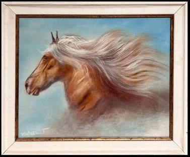 Running Wild Horse Head & Mane Flowing in the Wind Signed Oil Painting: About the Item Wild Mane by William Joseph Verdult (Dutch, 1939-2016) signed oil painting on canvas, framed framed: 19 x 23 inches canvas: 16 x 20 inches condition: very good provenance: private colle