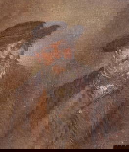1880's French Impressionist Oil Painting Portrait Ambroise Vollard Famous Dealer 1883: About the Item Portrait believed to be of Ambroise Vollard by Adolphe GUMERY (1861-1943) oil painting on canvas stuck on board, unframed faintly signed & dated 1883 board: 10 x 8.5 inches condition: v