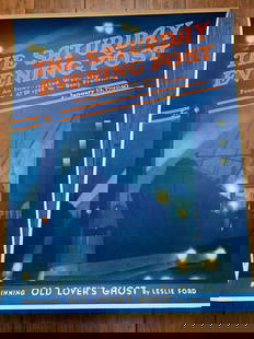 22x28 1940 Newstand Poster Saturday Evening Post - Art By Ski Weld nighttime In Port: 22x28 1940 Newstand Poster Saturday Evening Post - Art By Ski Weld nighttime In Port, Please refer to the attached photos to determine the condition of this original vintage item. Note: LB means Linen