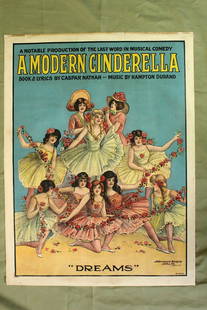A Modern Cinderella (1901) 21x28.25 US Theater Poster LB: A Modern Cinderella (1901) 21x28.25 US Theater Poster LB, Please refer to the attached photos to determine the condition of this original vintage item. Note: LB means Linen Backed. Ready for you to fr