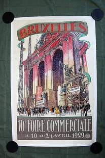 Bruxelles 1929 By Armand Massonet (1929) 39 1/4x25 Belgian Travel Poster: Bruxelles 1929 By Armand Massonet (1929) 39 1/4x25 Belgian Travel Poster, Please refer to the attached photos to determine the condition of this original vintage item. Note: LB means Linen Backed. Rea