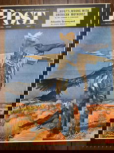 22x28 1946 Newstand Poster Saturday Evening Post - Art By John Atherton scarecrow: 22x28 1946 Newstand Poster Saturday Evening Post - Art By John Atherton scarecrow, Please refer to the attached photos to determine the condition of this original vintage item. Note: LB means Linen Ba
