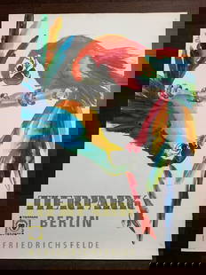 Original Tierpark Berlin Zoo (1974) 23 x 33 German Advertising Poster: Original Tierpark Berlin Zoo (1974) 23 x 33 German Advertising Poster, Please refer to the attached photos to determine the condition of this original vintage item. Note: LB means Linen Backed. Ready