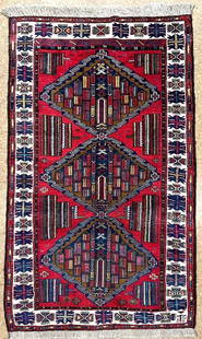 Antique Persian Balouch Hand Knotted Oriental Rug 3'9" x 6'2": Title:Antique Persian Balouch Hand Knotted Oriental Rug 3'9" x 6'2" Description:&#8226; Rug Number: H170 &#8226; Country of Origin: Iran &#8226; Style, Design: Persian Balouch, Geometric, Tribal &#822