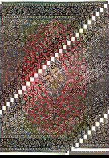 9' x 13' Semi-Antique Persian Kashan Traditional Rug 74417: Title:9' x 13' Semi-Antique Persian Kashan Traditional Rug 74417 Description:Size in Feet: Width: 9' x Length: 13' Size in Inches: Width: 108 in x Length: 156 in Colors: Red, Ivory, Gentian Blue Weave