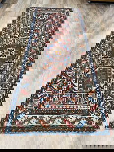 Antique Gendje Caucasian Rug-4798: Title: Antique Gendje Caucasian Rug-4798 Description:Beautiful antique Gendje Caucasian Rug from central caucasian, size 3 ft. 6 inches by 8 ft. 9 inches, circa late 19 century, excellent condition ,