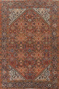 Pre-1900 Antique Vegetable Dye Mahal Persian Area Rug 8x12: Title: Pre-1900 Antique Vegetable Dye Mahal Persian Area Rug 8x12 Description:A Beautiful Genuine Iran ( Persia ) Mahal rug is Hand Knotted by skillful weavers in Iran ( Persia ) with