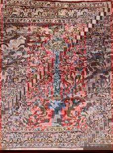 Pre-1900 Antique Silk Heriz Persian Area Rug 5x7: Title: Pre-1900 Antique Silk Heriz Persian Area Rug 5x7 Description:A Beautiful Genuine Iran ( Persia ) Heriz rug is Hand Knotted by skillful weavers in Iran ( Persia ) with 100% Silk Mat