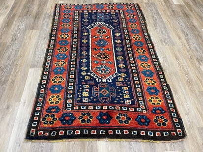 Antique Caucasian Rug-2209: Title: Antique Caucasian Rug-2209 Description:Gorgeous Antique Kurd- Caucasian rug from south of caucasian, size 3 ft. 10 inches by 5 ft. 10 inches, circa 1910, excellent condition with a full pile th