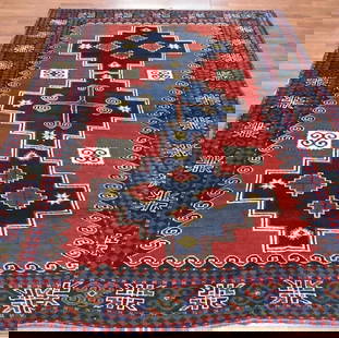 Antique Kazak Caucasian Rug-2779: Title: Antique Kazak Caucasian Rug-2779 Description:Powerful antique Kazak Caucasian Rug from southwest Caucasian, size 5 ft. 5 inches by 8 ft, circa 1900 inexcellent condition. Complete rug with all