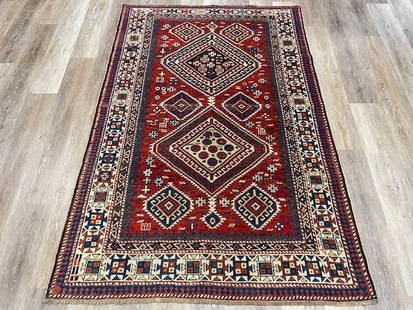Antique Shirvan Caucasian Rug-4989: Title: Antique Shirvan Caucasian Rug-4989 Description:Beautiful antique Shirvan Caucasian Rug from north Caucasus, size 3 ft. 10 inches by 5 ft. 10 inches, circa late 19th century, excellent condition