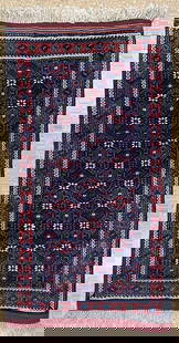 Antique Persian Balouch Hand Knotted Oriental Rug 4' x 7'8": Title:Antique Persian Balouch Hand Knotted Oriental Rug 4' x 7'8" Description:&#8226; Rug Number: H204 &#8226; Country of Origin: Iran &#8226; Style, Design: Antique Persian Balouch, Geometric, Tribal
