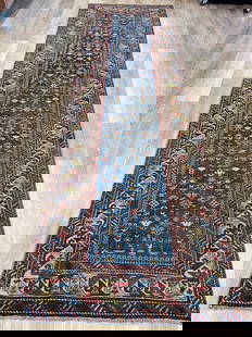 Fine antique Shirvan Caucasian Runner-5190: Title: Fine antique Shirvan Caucasian Runner-5190 Description:Beautful antique Shirvan Caucasian Runner from north Caucasus, size 3 ft by 9 ft. 8 inches, circa 1875, excellent condition , complete rug