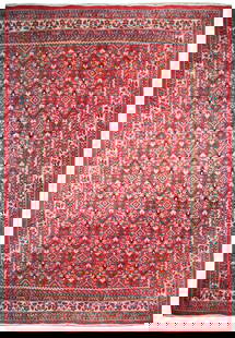 9' x 13' Semi-Antique Persian Herati Mahal Rug 73069: Title:9' x 13' Semi-Antique Persian Herati Mahal Rug 73069 Description:Size in Feet: Width: 9.4 x Length: 12.6 Size in Inches: Width: 112 in x Length: 150 in Rug Type: Area Rug Colors: Red, Ivory, Blu
