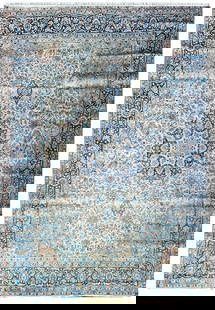 9' x 12' Vintage Persian Rug Low Pile Beige Blue #F-6234: Title:9' x 12' Vintage Persian Rug Low Pile Beige Blue #F-6234 Description:Size in Feet: Width: 9 x Length: 12.0 Size in Inches: Width: 108 in x Length: 144 in Rug Type: Area Rug Colors: Beige, Blue,