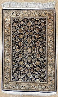 Persian Silk Qum Hand Knotted Oriental Rug 3'6" x 5'5": Title:Persian Silk Qum Hand Knotted Oriental Rug 3'6" x 5'5" Description:&#8226; Rug Number: 2334 &#8226; Country of Origin: Iran &#8226; Style, Design: Persian, Qum, Floral, All-Over &#8226; Size (Ft