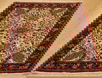 PERSIAN BIJAR RUG 2.8x3.7: Title: PERSIAN BIJAR RUG 2.8x3.7 Description:OLD,ANTIQUE HIGHLY DETAILED AUTHENTIC HAND KNOTTED PERSIAN BIJAR RUG with exact size of 2' 8" x 3'7'' ,Olive,Ivory,Ivory,Green,Beige,Reds, Etc..17040 Origi