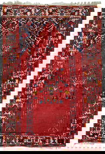 Handmade antique Turkish Anatolian prayer rug 2.6' x 3.7' (79cm x 112cm) 1940s: Title: Handmade antique Turkish Anatolian prayer rug 2.6' x 3.7' (79cm x 112cm) 1940sOrigin:TurkeyDimension: 2.6' x 3.7'
