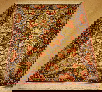 PERSIAN BIJAR RUG 2.7x3.8: Title: PERSIAN BIJAR RUG 2.7x3.8 Description:OLD, ANTIQUE HIGHLY DETAILED FINE AUTHENTIC HAND KNOTTED Persian BIJAR RUG ........with exact size of 2' 7" x 3' 8"...Blue center medallion and Border.....