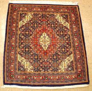 PERSAN SAROUK RUG 2'4" x 2'7": Title: PERSAN SAROUK RUG 2'4" x 2'7" Description:OLD,ANTIQUE FINE HIGH KPSI AUTHENTIC HAND KNOTTED PERSIAN SAROUK RUG with exact size of 2'4" x 2'7" Natural Vegy dye Wool woven on wool and cotton foun