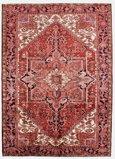 Persian Heriz Hand Knotted Area Rug 8'6" x 11'9": Title:Persian Heriz Hand Knotted Area Rug 8'6" x 11'9" Description:&#8226; Rug Number: 263 &#8226; Country of Origin: Iran &#8226; Style, Design: Persian Heriz, Serapi, Geometric, Tribal &#8226; Size